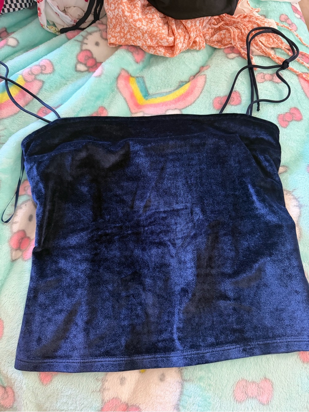 Abercrombie & Fitch Navy Velvet Cropped Cami
